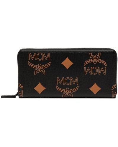 MCM Large Maxi Visetos Zip-around Wallet - Black