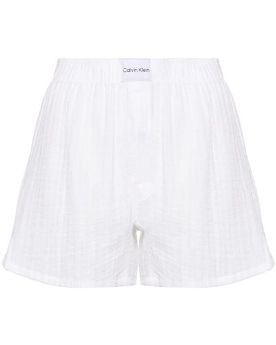 Calvin Klein Pantalones cortos de pijama con efecto arrugado - Blanco