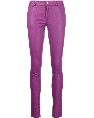 Zadig & Voltaire Phlame Crinkled Leather Trousers - Purple