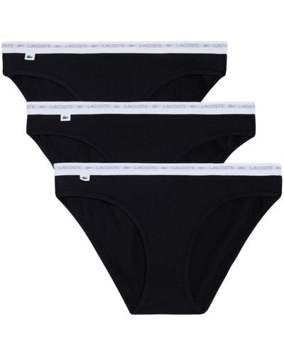 Lacoste Logo-waistband Briefs (pack Of Three) - Black
