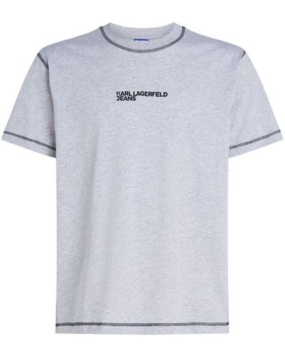 Karl Lagerfeld T-shirt en coton biologique à logo brodé - Gris
