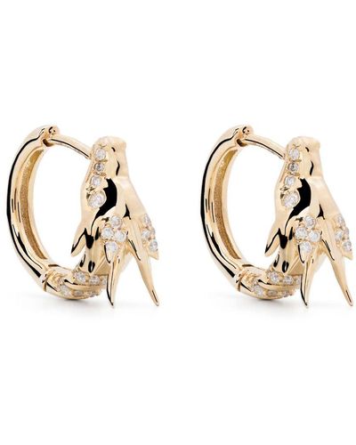 Adina Reyter 14kt Yellow Gold Dragon Hoop Diamond Earrings - Metallic