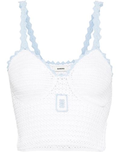 Sandro Contrast-trim Knitted Top - Blue