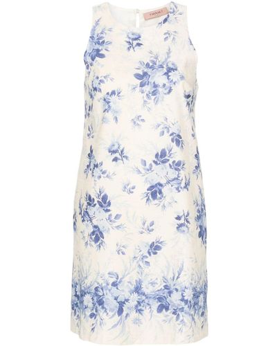 Twin Set Vestido corto con estampado floral - Azul