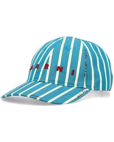 Marni Striped cotton baseball cap - Blau