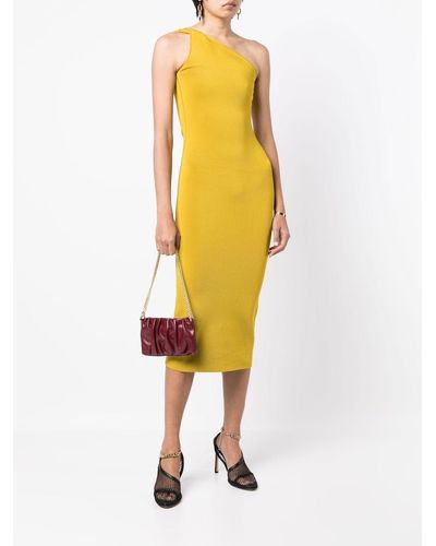 Galvan London One-shoulder Midi Dress - Yellow