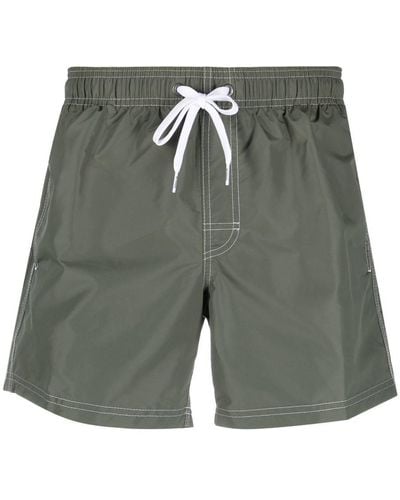 Sundek Logo-patch Striped Swim Shorts - Green