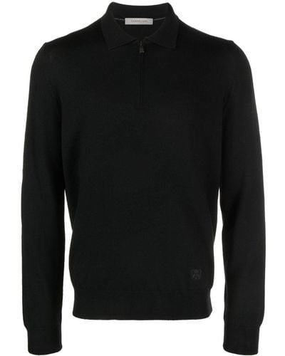 Corneliani Short-zip Virgin Wool Sweater - Black