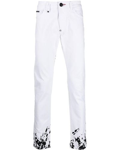 Philipp Plein Graphic-print Slim-cut Jeans - White