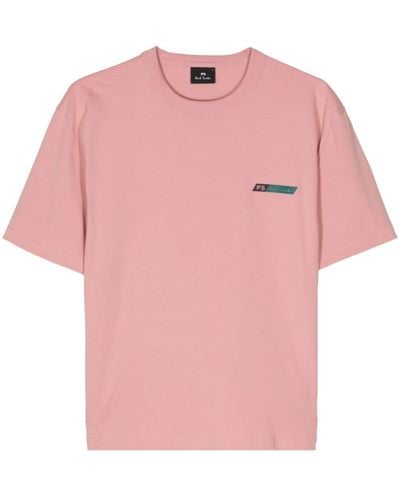 PS by Paul Smith Slant Logo-print Stretch-cotton T-shirt - Pink