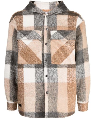 Izzue Reserved Plaid-check Hooded Jacket - Natural