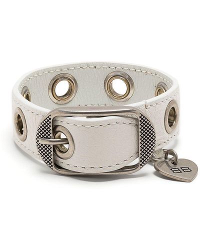 Balenciaga Eyelet-detail Leather Bracelet - White