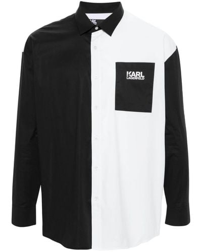 Karl Lagerfeld Popeline-Hemd mit Logo-Print - Schwarz