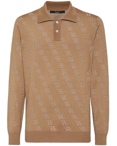 Billionaire Knitted Long-sleeve Polo Shirt - Brown