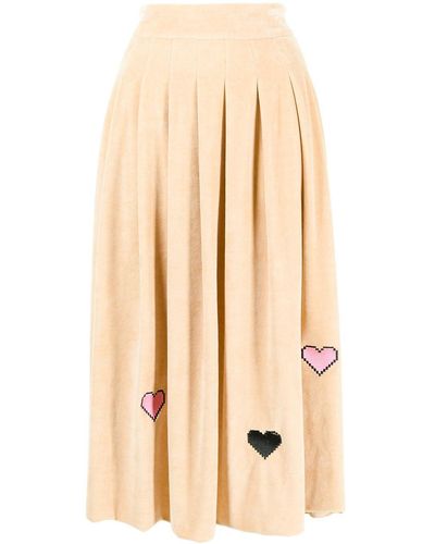 Natasha Zinko Heart-detail Pleated Skirt - Natural