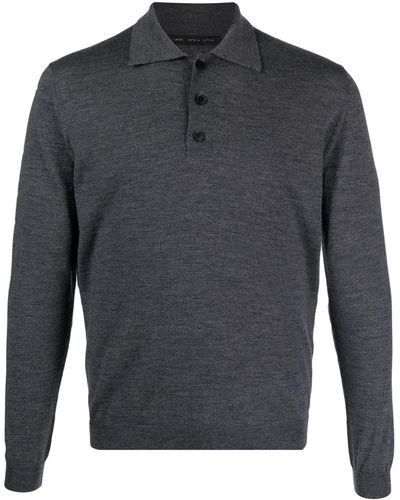 Low Brand Fine-knit Merino Wool Polo Shirt - Gray