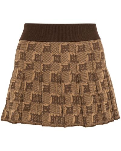 MISBHV Monogram-jacquard Pleated Mini Skirt - Brown