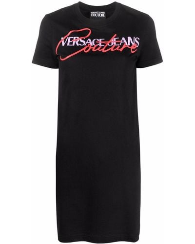Versace Camiseta de manga corta con logo estampado - Negro