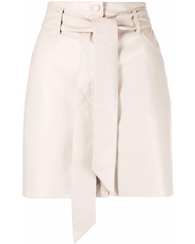Nanushka A-line Belted Mini Skirt - Natural