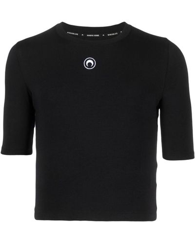Marine Serre T-shirt Met Geborduurd Logo - Zwart