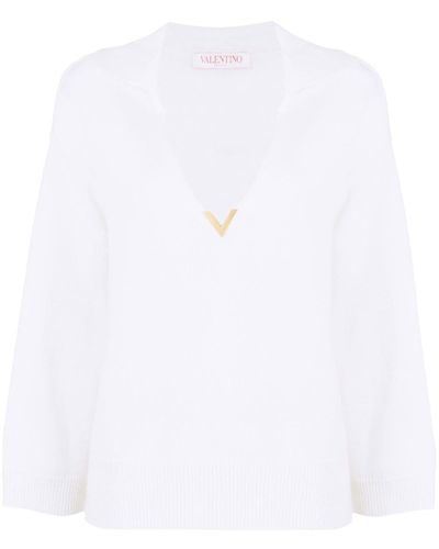 Valentino Garavani Vgold Detail Sweater - White