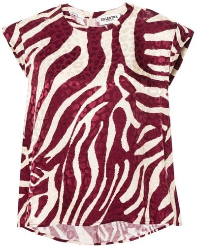 Essentiel Antwerp Zebra-print Blouse - Red