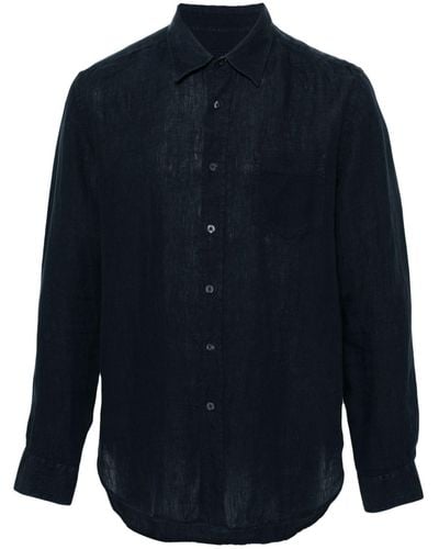 120% Lino Camisa con botones - Azul