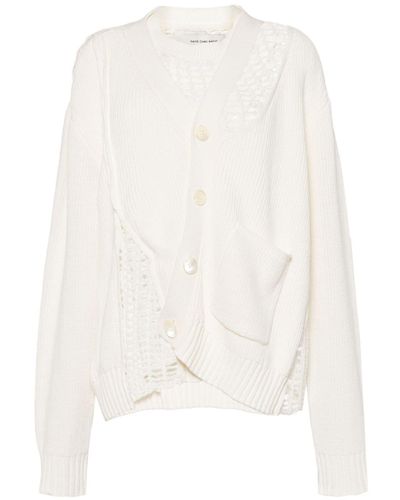 Feng Chen Wang Open-knit Layered Cotton Cardigan - White