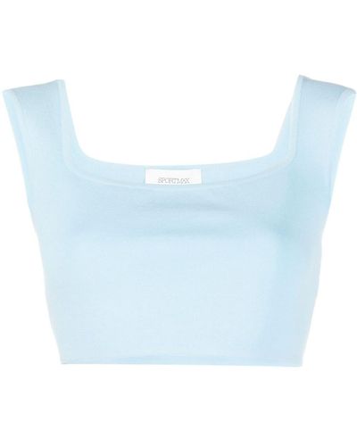 Sportmax Square-neck Cropped Vest Top - Blue