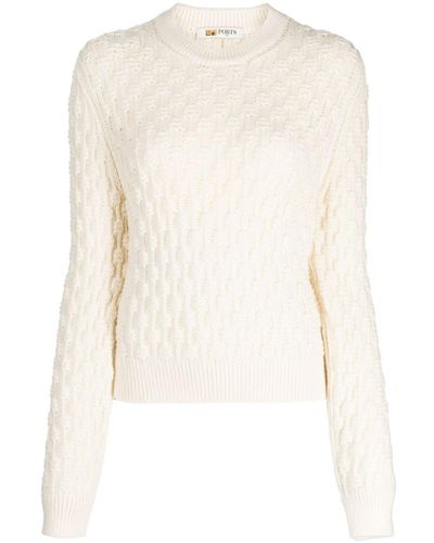 Ports 1961 3d-knit Crew-neck Sweater - White
