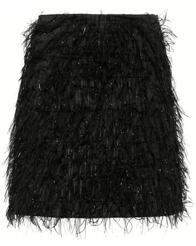 Genny Feather-detail High-waisted Miniskirt - Black
