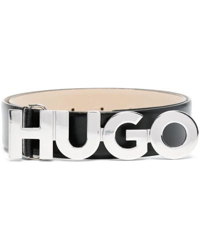 HUGO Zula Logo-buckle Belt - White