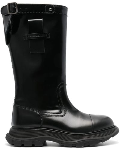 Alexander McQueen Mid-calf Leather Boots - Black