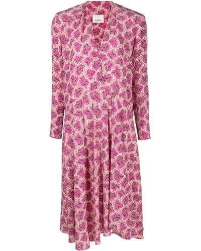 Isabel Marant Patel Silk Blend Midi Dress - Pink