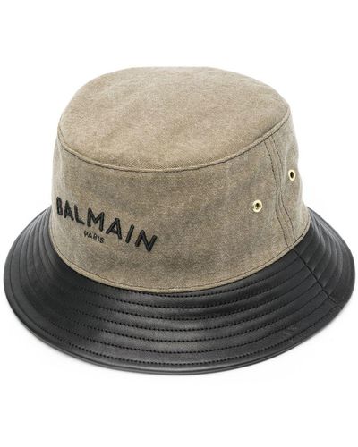 Balmain Logo-embroidered Contrast Brim Hat - ブラウン