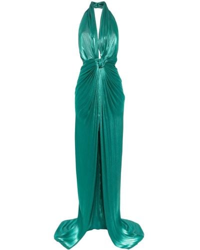 Costarellos Colette Lurex Halterneck Gown - Green