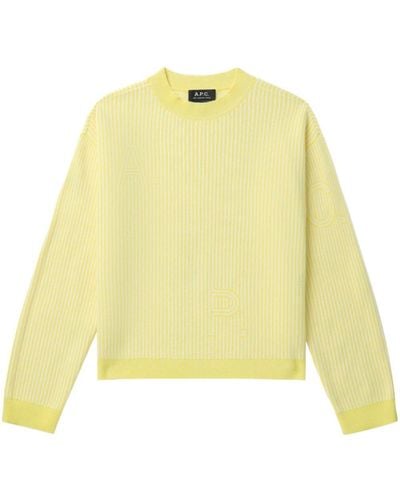 A.P.C. Striped Cotton Sweater - Yellow