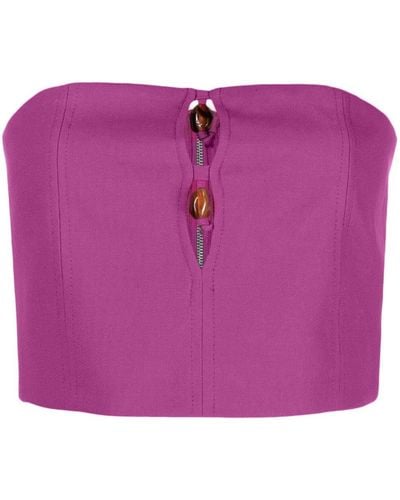 Ganni Bead-embellished Crop Top - Purple