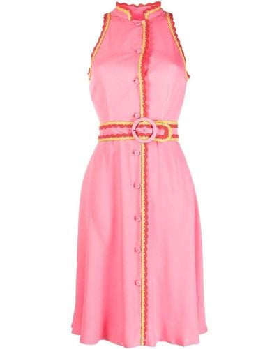 Moschino Belted-waist Sleeveless Dress - Pink