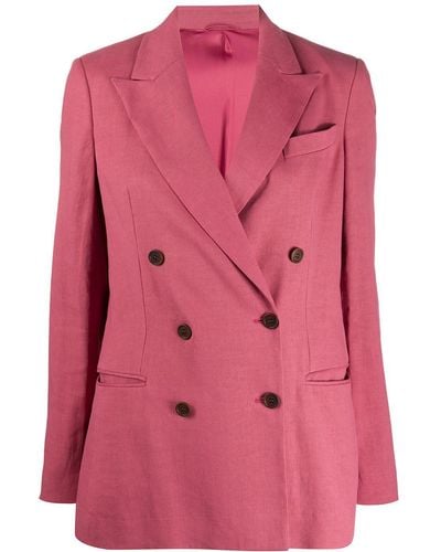 Brunello Cucinelli Comfort Linen And Cotton Drill Jacket With Jewelry - Pink