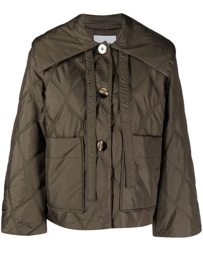 Ganni Quilted Recycled-ripstop Jacket - Green