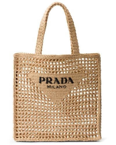 Prada Handtasche mit Logo - Natur
