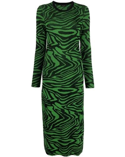 Stine Goya Wave-print Knitted Bodycon Dress - Green