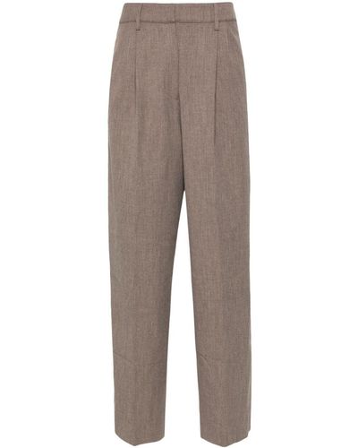 Beaufille Pleated Straight Trousers - Grey