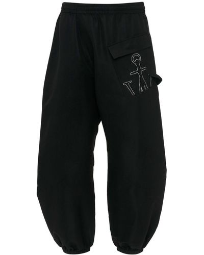 JW Anderson Twisted Anchor-print Track Trousers - Black