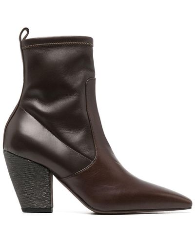 Brunello Cucinelli Nappa Leather Ankle Boots - Brown