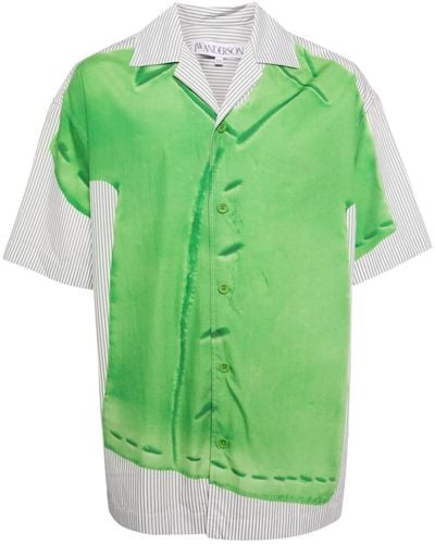 JW Anderson Clay Trompe L'oeil-print Cotton Shirt - Green
