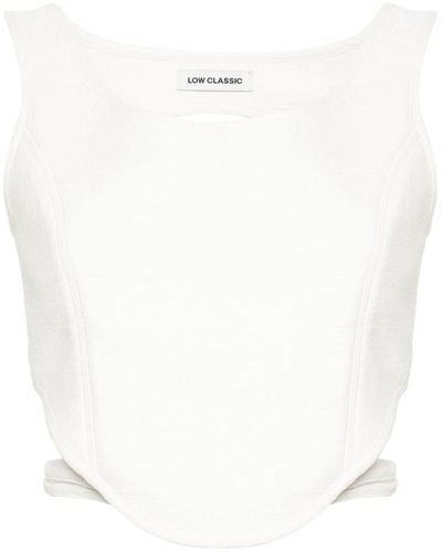 Low Classic Cut-out-detail Cropped Top - White