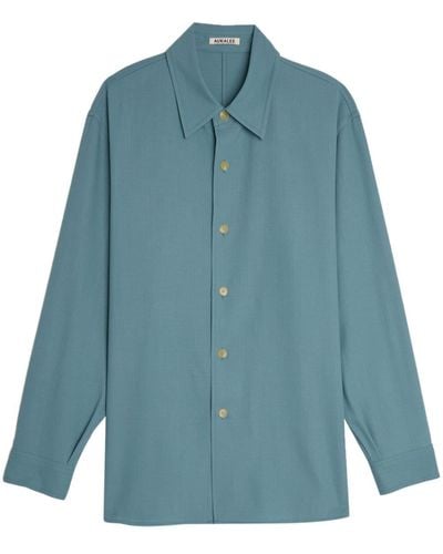 AURALEE Dobby Wool Shirt - Blue