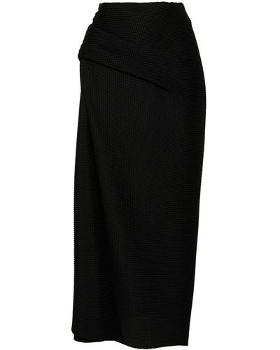 Del Core Popcorn-texture Pencil Midi Skirt - Black